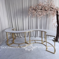 Table de Buffet Ronde en Acier Inoxydable Doré pour Mariages, Festivals et Fêtes-Meubles Décoratifs en Fer Métallique pour Fêtes