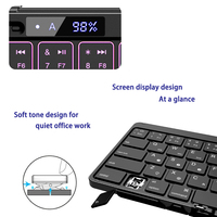 Keyboard Nirkabel Mini Portabel yang Dapat Dilipat dengan Baterai Terpasang, Lampu Latar LED, Antarmuka USB Tipe-C, Warna yang Dapat Disesuaikan untuk