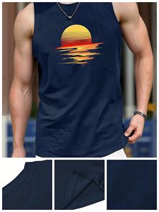 Chaleco de punto transpirable para hombre 2025, tamaño estándar con diseño de Amanecer y atardecer para un estilo informal - Product Image 2