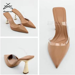 Sandali ZAR* con <span class=keywords><strong>Tacco</strong></span> <span class=keywords><strong>Basso</strong></span> e Medio Trasparente, Scarpe Sexy a Punta per Donne e Signore, Ciabatte con <span class=keywords><strong>Tacco</strong></span> - Product Image 4