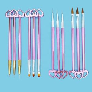 Lot de 3 pinceaux à ongles en forme de cœur, stylos de sculpture colorés, pinceaux de luminothérapie, ensemble de pinceaux pour vernis à ongles - Vente en gros - Product Image 1