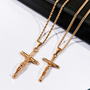Colar de aço inoxidável, fabricante de joias, whovenda, pingente de ouro personalizado, colar de crucifixo masculino, 33mm jesus, colar de cruz - Product Image 2