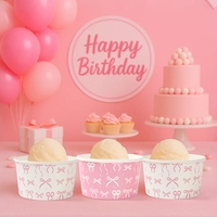 20 bols en papier imprimés nœuds roses, jetables, pour glaces et collations, idéaux pour les fêtes d'anniversaire et les desserts