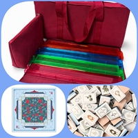 Ensemble de Mahjong américain de luxe moderne en acrylique et caoutchouc avec 160 tuiles, tapis de jeu et sac pour les réunions de famille