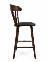 Tabouret de bar en bois avec assise rembourrée en PU, dossier en bois massif, chaise haute de bar pour la maison, l'îlot de cuisine, le pub, le restaurant