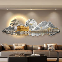 Jam Dinding LED Kuil Emas Sikh Kristal Porselen Senyap Quartz Dekorasi Dinding Seni Ruang Tamu Kamar Tidur Hotel Dekorasi Rumah