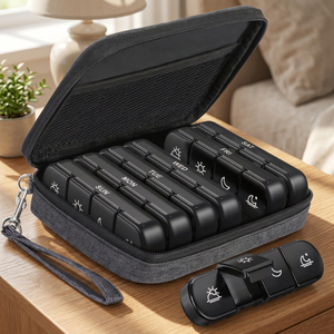 <b>Pill</b> Organizer <b>Box</b>-Portable Mini <b>7</b>-<b>Day</b> 28 Compartment BPA-Free PP & ABS <b>Pill</b> Case for Travel - Product Image 3