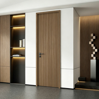 Porte intérieure en verre à cadre fin en noyer moyen, insonorisée, ignifuge, sur mesure pour entrée de villa moderne ou appartement