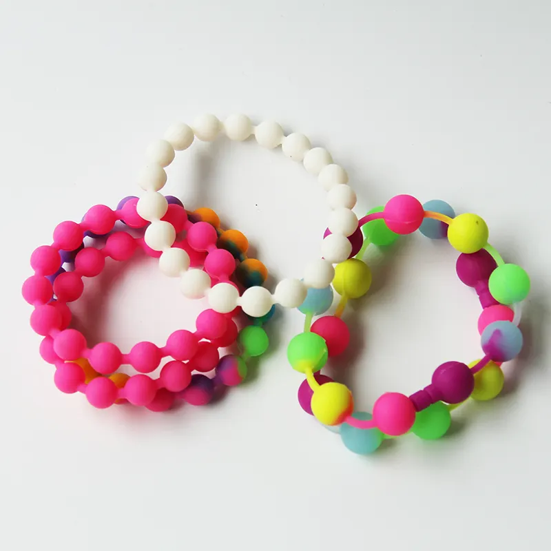 FashionアクセサリーソフトラバーリストバンドカスタムかわいいSilicone Bead Bracelets子供のための