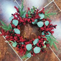 Guirlande de Noël en eucalyptus et pin de 45 cm avec baies rouges, écologique, style ferme moderne, décoration de Pâques, verdure artificielle
