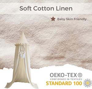 <span class=keywords><strong>Baldacchino</strong></span> per Letto Bambini con Volant in Colori Pastello Neutri, Tenda in Cotone e Poliestere per Cameretta, Zanzariera per Culla - Product Image 6