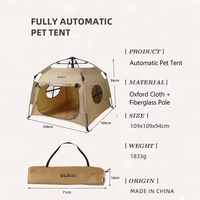 Tente de camping pour animaux de compagnie d'extérieur, lit-cave pop-up, lit surélevé pour chats d'intérieur et petits chiens avec abri imperméable, conception à ouverture rapide
