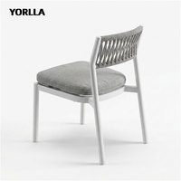 Ticari Tamamen Kaynaklı Metal Balkon Sandalyesi UV Dayanımlı Gri Dokuma Halatlı Veranda Yemek Sandalyesi Montaj Gerektirmez