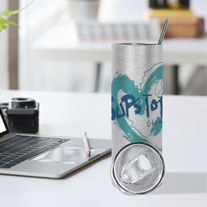 Wholesale 20oz Sublimation Glitter Stainless Steel Tumbler <b>Double</b> <b>Wall</b> Vacuum Insulated Cup with Straw - Product Image 1