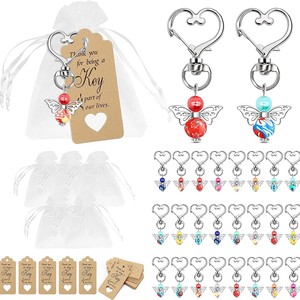 Lote de Llaveros de Regalo con Etiquetas de Agradecimiento y Bolsas de Organza, Recuerdos <span class=keywords><strong>para</strong></span> Invitados de Bodas, Baby Showers, Navidad, Bautizos y Comuniones - Product Image 1