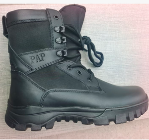SFB116 Bottes tactiques montantes pour hommes, tige entièrement en cuir, tissu en nylon respirant, semelle extérieure en caoutchouc antidérapante, randonnée en plein air, travail - Product Image 1