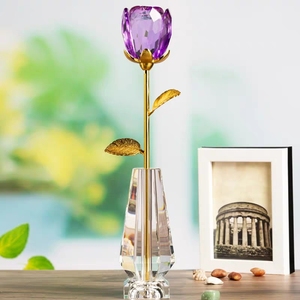 HBL personalizzare regali di nozze in vetro a forma di cuore carillon con bellissimo fiore rosa di cristallo blu - Product Image 6