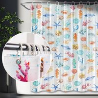 Rideau de douche moderne de luxe en PEVA, anti-moisissure, imperméable, séchage rapide, motif imprimé, avec crochets – Vente en gros