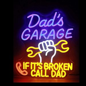 En stock, enseigne au néon « Dad Is <span class=keywords><strong>Garage</strong></span> », décoration murale lumineuse LED pour la « Man Cave », le <span class=keywords><strong>garage</strong></span>, la boutique et les cadeaux pour les passionnés de voitures, néons personnalisés - Product Image 2