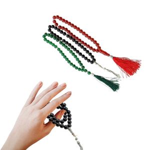 Bracelet de prière musulman en cristal de 12 mm, 33 perles, avec pompon, cadeau islamique pour le Ramadan - Product Image 1
