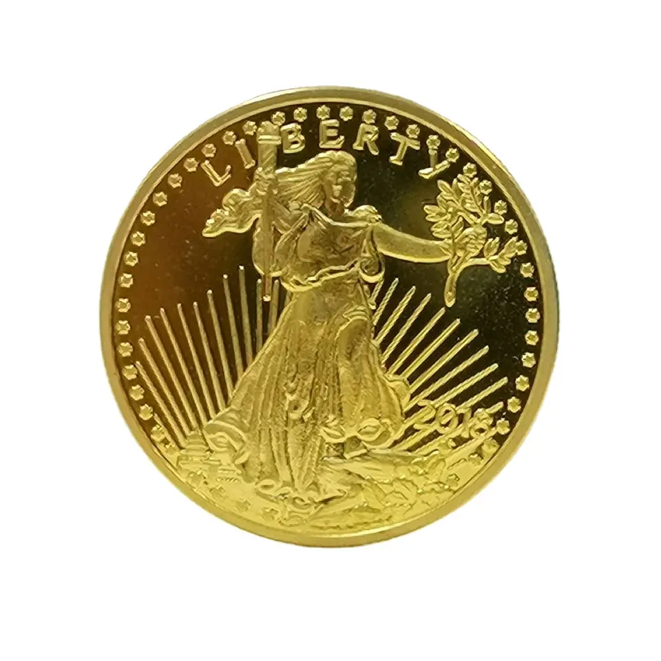 Kustom Logam Stamping Koin 1 Oz. 100 Mills Emas Disepuh $50 Dolar Replika Amerika Eagle Liberty Koin Emas dengan Reeded Edge B53