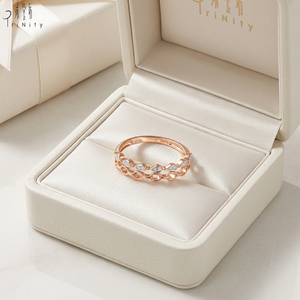 แหวนแหวนเพชรธรรมชาติแท้ขนาด18K แหวนแหวนซ้อนได้จากโรงงานส่งออกเครื่องประดับที่ดีที่สุดแหวนครึ่งนิรันดร์ - Product Image 5