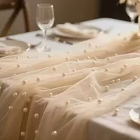 Chemin de table 1M 2M 3M blanc rose pour mariage, festival, anniversaire, fête, décoration de table en acier inoxydable
