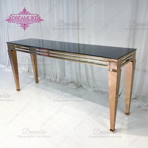Table de bar moderne en acier inoxydable avec dessus en verre noir Ensemble de meubles de cocktail de mariage onirique pour la maison ou la <span class=keywords><strong>location</strong></span> de bar - Product Image 2