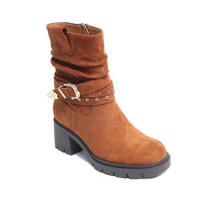 Botas de Montar a Media Pantorrilla Modernas y Versátiles, Otoño/Invierno 2025, Nuevas Botas Retro con Pliegues en el Tobillo - Product Image 4