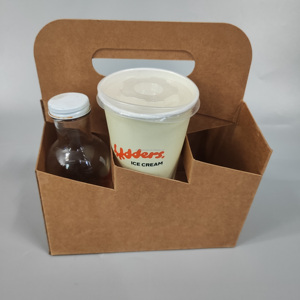 Cajas de papel Kraft Portavasos de café desechable a prueba de fugas con bandeja con asa de 2/4 orificios para bebidas calientes para llevar Mangas de papel a granel - Product Image 5