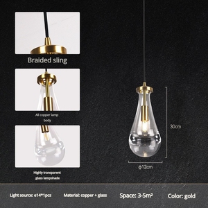 Lampadario Moderno di Lusso Creativo a Goccia d'Acqua in Vetro <span class=keywords><strong>per</strong></span> Sala da Pranzo, Soggiorno e Camera da Letto - Product Image 6