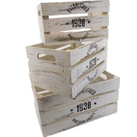 Custom Shabby Chic Hout Latten Doos Met Gesneden Handvatten Voor Fruit Groenten Groothandel