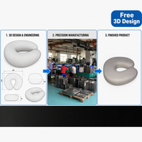 Oreiller de voyage ergonomique en mousse à mémoire de forme douce, forme en U, gris, soutien de la tête, moulage par injection, fabrication OEM directe d'usine