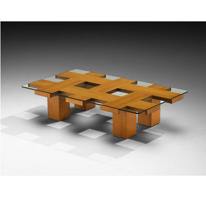 Metà secolo Hotel italiano moderno grafico noce legno tavolino rettangolare <span class=keywords><strong>in</strong></span> <span class=keywords><strong>vetro</strong></span> <span class=keywords><strong>centro</strong></span> pezzo decorazioni da <span class=keywords><strong>tavola</strong></span> per l'home Office - Product Image 5