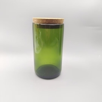 Bougeoir cylindrique de 8 oz en verre sodocalcique, fait main, écologique, de luxe, haut, recyclable, avec couvercle en bois, pour Noël