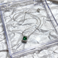 KAAN SCHMUCK 925 Silber Grüner Zirkon Anhänger Halskette, Strahlt Gelassenheit und Würde Aus, Geeignet für Feste und Bankette.
