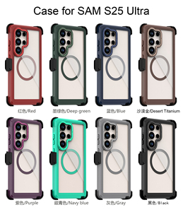 Étui de téléphone antichoc 360 degrés avec clip <span class=keywords><strong>ceinture</strong></span> noir pour <span class=keywords><strong>Samsung</strong></span> S25 ULTRA Étui de téléphone transparent antichoc pour <span class=keywords><strong>Samsung</strong></span> S26 - Product Image 2