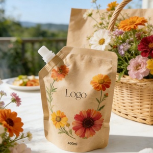 Emballage Doypack en papier kraft imprimé sur mesure, biodégradable, respectueux de l'environnement, rechargeable, sachet en papier kraft avec bec verseur - Product Image 4