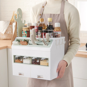 Creative multi-functional seasoning rack storage finishing rack multi-layer plastic supplies knife rack kitchen combination set