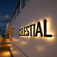 Enseigne lumineuse LED de luxe en acier inoxydable de qualité marine, lettres pour yacht, nom de bateau illuminé pour la décoration du pont de navire de croisière