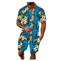 Ensembles d'été 2 pièces en coton pour hommes, style décontracté streetwear, motif floral, logo personnalisé, velours tissé brodé, séchage rapide - Vente en gros