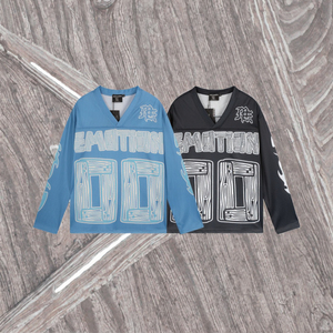 T-shirts à manches longues décontractés en coton 100% de haute qualité, tricotés, anti-boulochage, impression numérique, coupe ample, design vierge pour hommes, vente en gros - Product Image 3