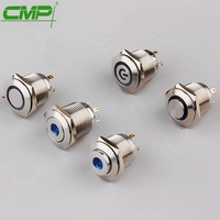 Bouton poussoir métallique étanche CMP 16 mm SPST LED 5V à actionnement momentané avec certification TUV CE