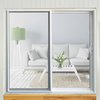 Cadres de fenêtres modernes en PVC blanc avec design coulissant, écoénergétiques, anti-insectes, avec moustiquaire en acier inoxydable, pour usage intérieur