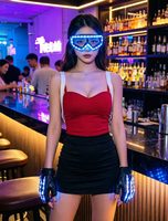 Gants lumineux LED et lunettes lumineuses rechargeables clignotantes pour hommes, en coton, pour spectacle scénique, DJ, fête, performance