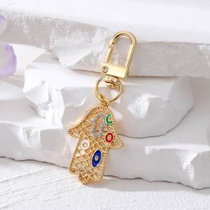 New Wholesale Evil Eye Hamsa Hand Diamond Keychain <b>Key</b> <b>Ring</b> for Friend Lovers Bling Heart Blue Eye Bag Car <b>Key</b> Chain Accessories - Product Image 2
