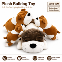 Peluche Bouledogue Douce et Moelleuse, Poupée Bouledogue Allongée Marron et Blanche, Coussin, OEM ODM Personnalisé, Vente en Gros