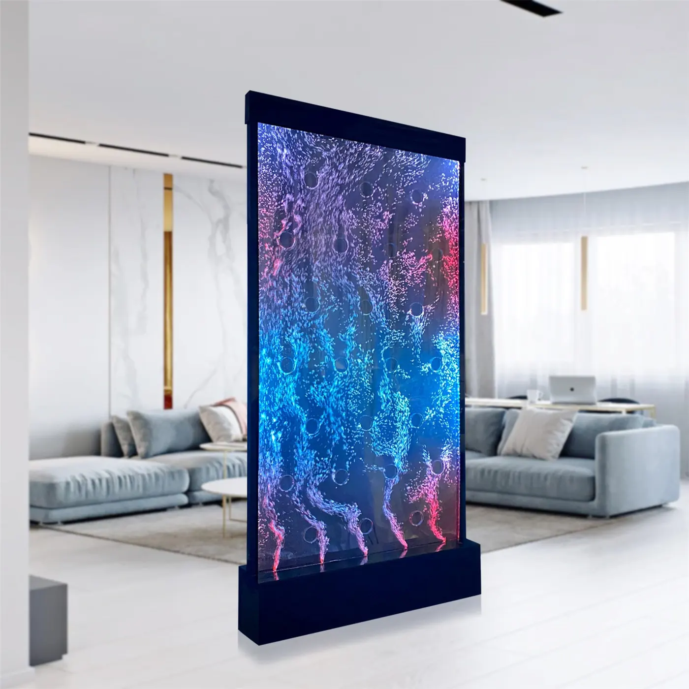 Iluminación LED personalizada cortina de agua acrílico burbuja de agua pared interior pantallas particiones