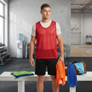 Customizable Mesh Football Vest Men's Breathable <b>Training</b> Jersey Sleeveless Solid Color 100% Polyester Adult Sports <b>Bibs</b> - Product Image 3