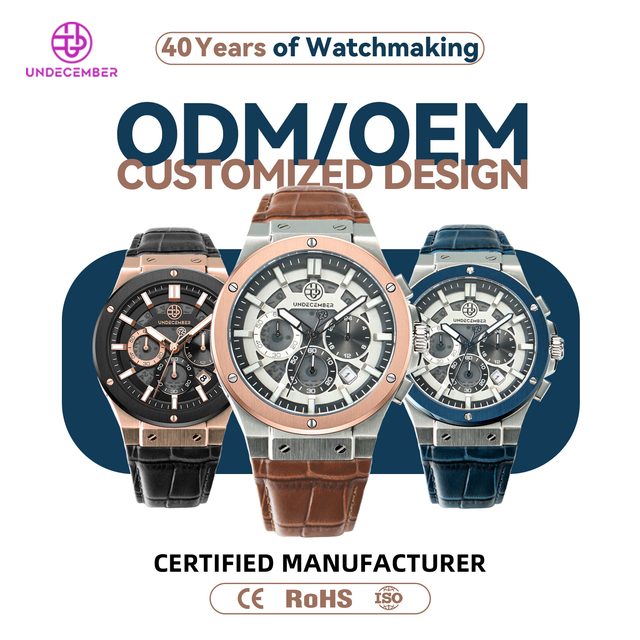 ODM OEM Custom Logo High Quality Mens Quartz Chronograph Waterproof White Genuine Leather Relojes Wristwatch Supplier